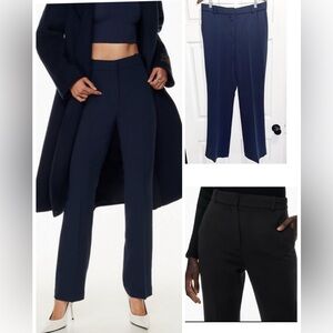 Aritzia Aritzia Babaton Publish Pants Navy Blue High-rise Bootcut Trousers Sz 12